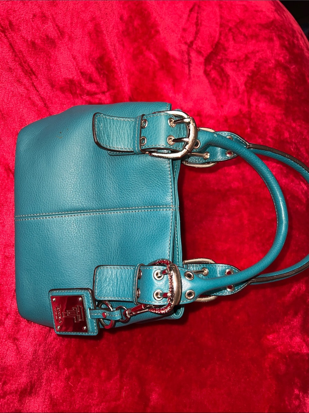 Teal Leather Shoulder Bag - Women